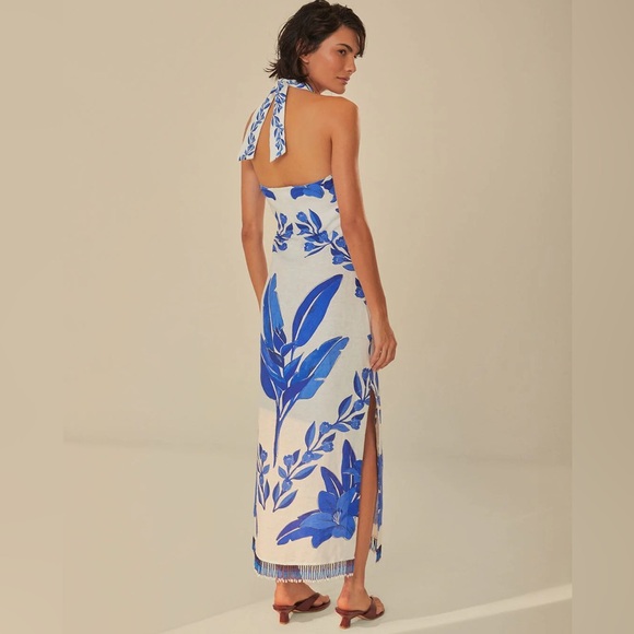FARM RIO Off-White Blue Yard Sleeveless Maxi Dress - Picture 4 of 7